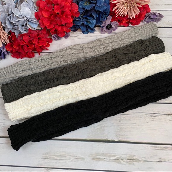 Long Cable Knit Over Elbow Arm Hand Warmers - Picture 5 of 9